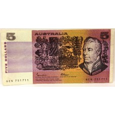 AUSTRALIA 1985 . FIVE 5 DOLLAR BANKNOTE . ERROR . MISSING INK